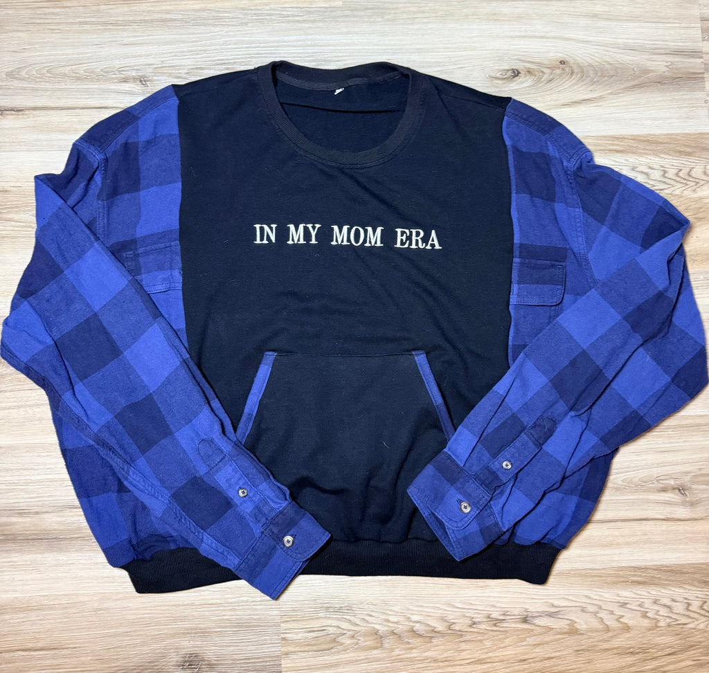 Mom Era flannel- Upcycled Hoodie – One-of-a-Kind & Sustainably Made