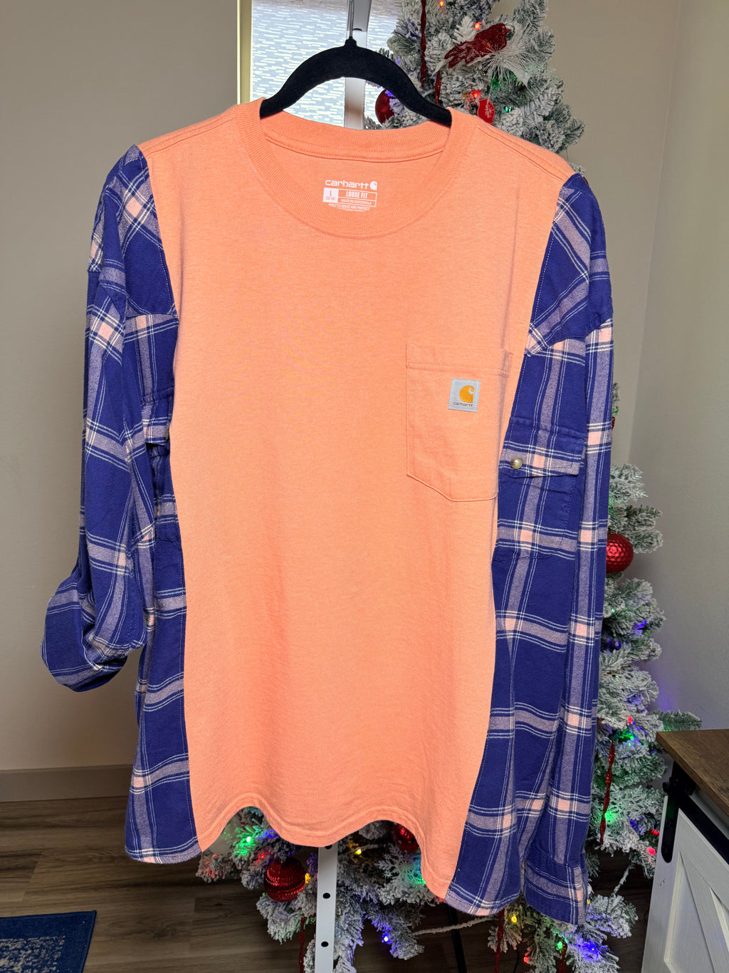 Carhartt flannel Coral - Upcycled Hoodie – One-of-a-Kind & Sustainably Made