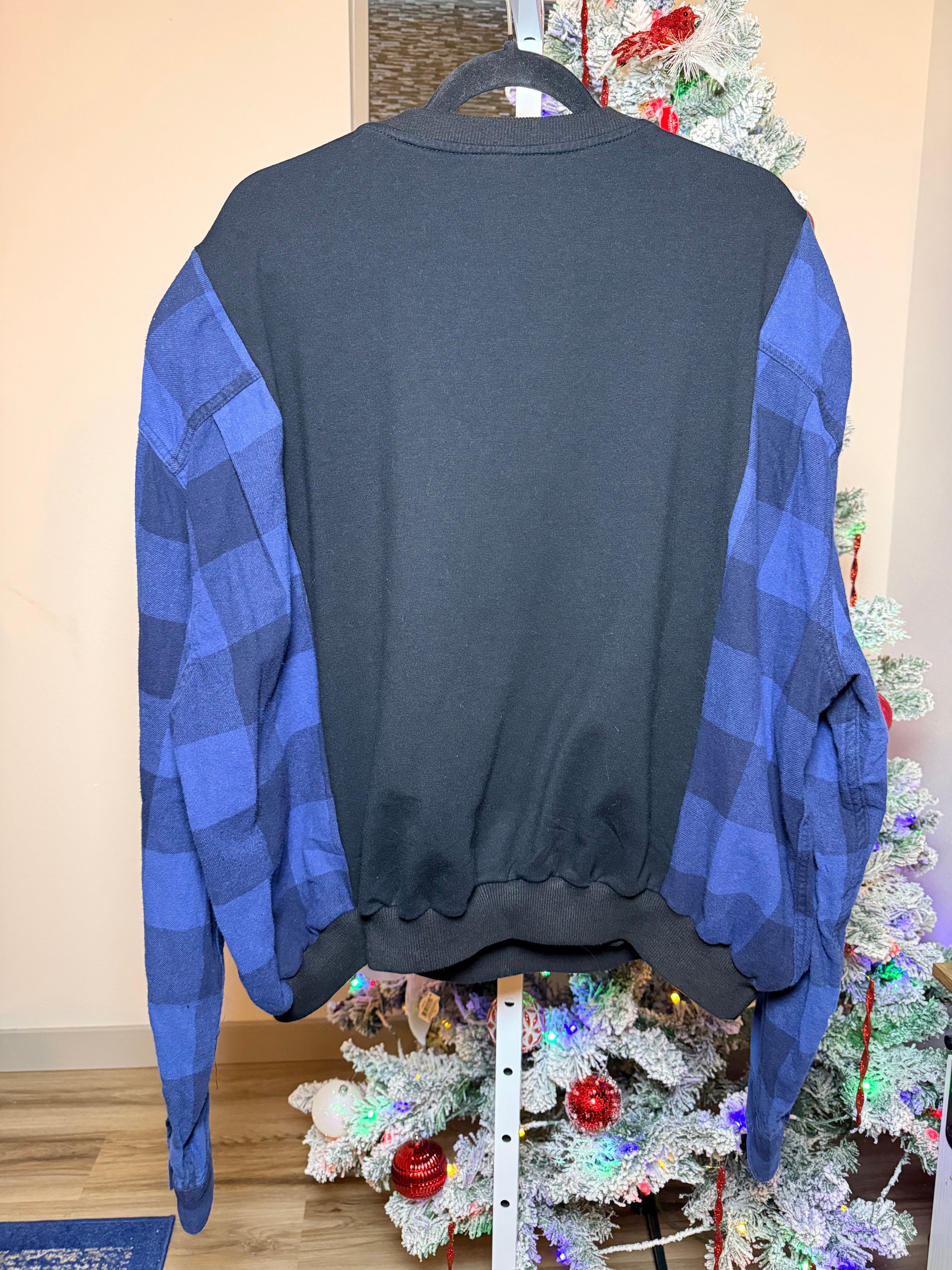 Mom Era flannel- Upcycled Hoodie – One-of-a-Kind & Sustainably Made