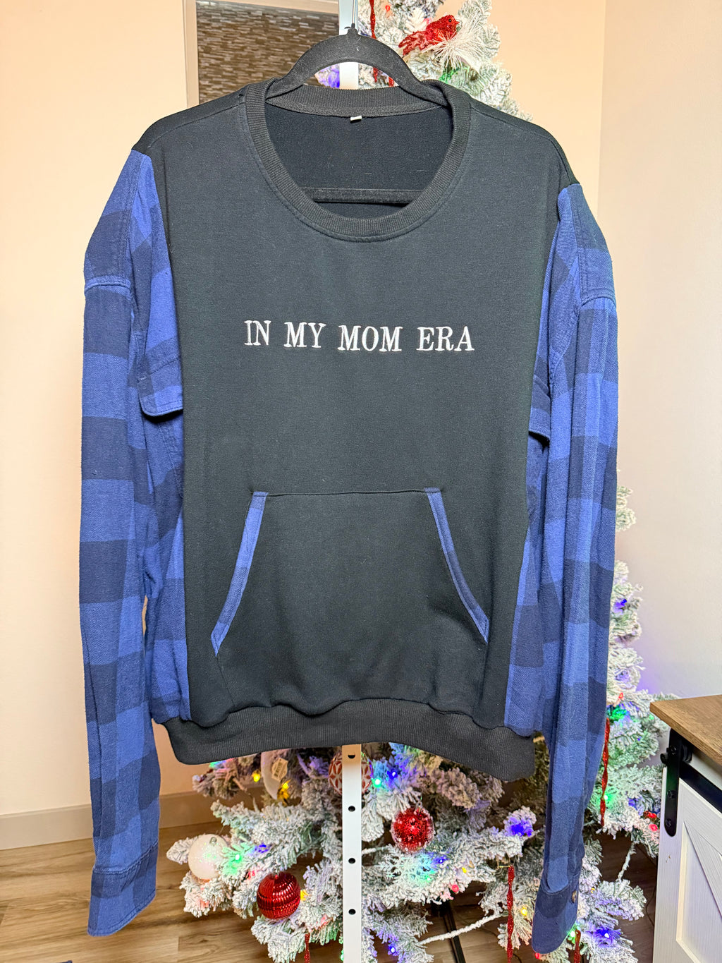 Mom Era flannel- Upcycled Hoodie – One-of-a-Kind & Sustainably Made