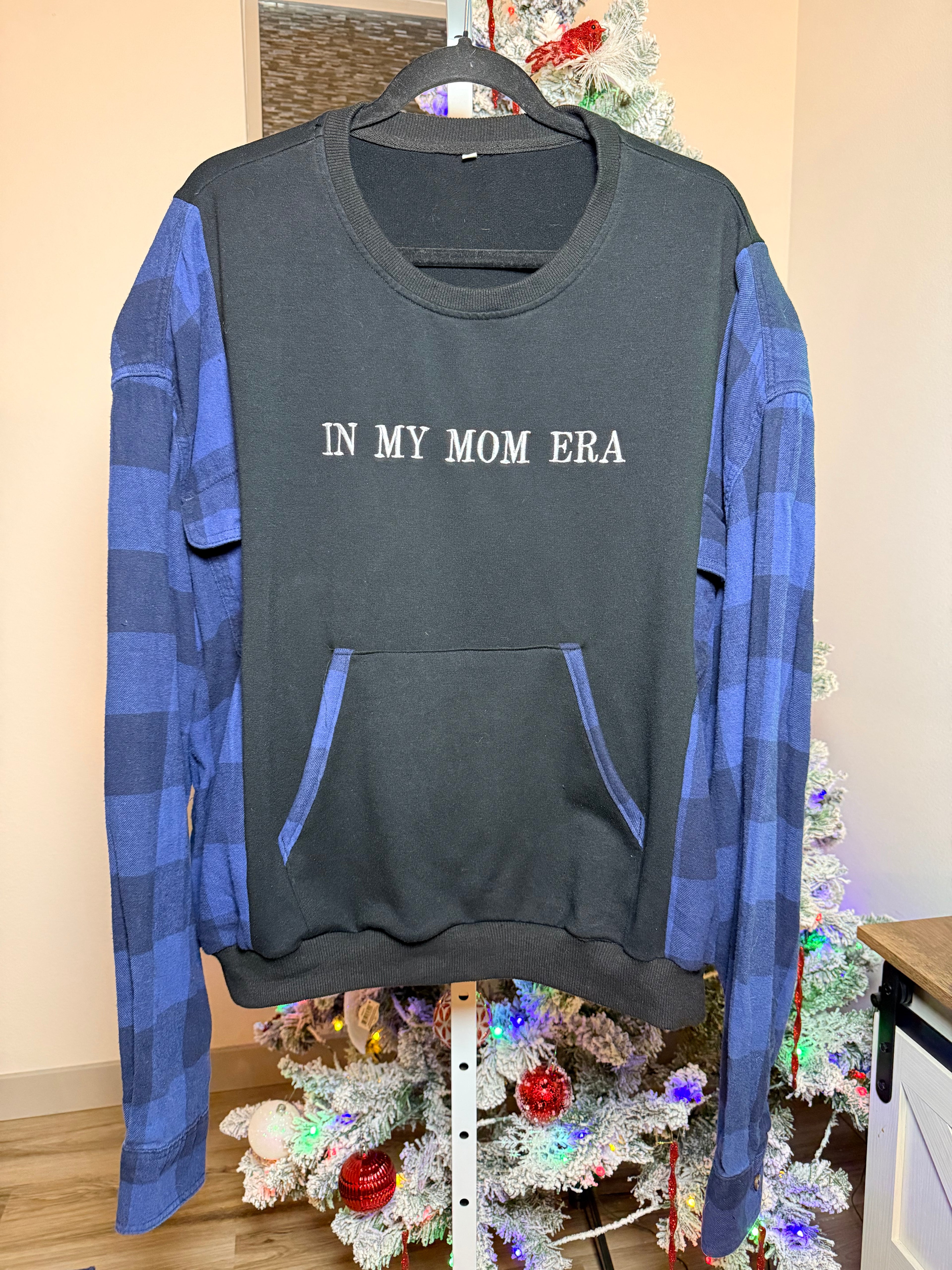 Mom Era flannel- Upcycled Hoodie – One-of-a-Kind & Sustainably Made